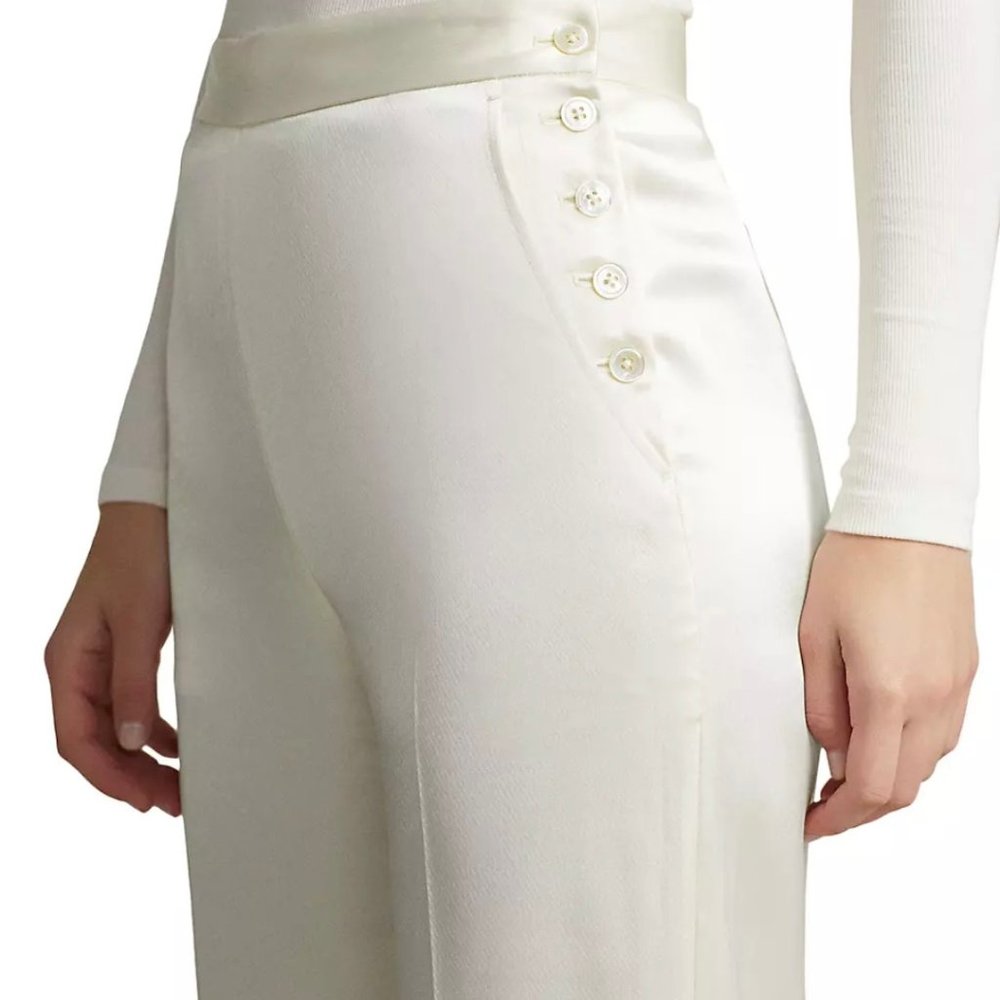 Polo Ralph Lauren High Waist Satin Wide Leg Trousers - Picture 3 of 10